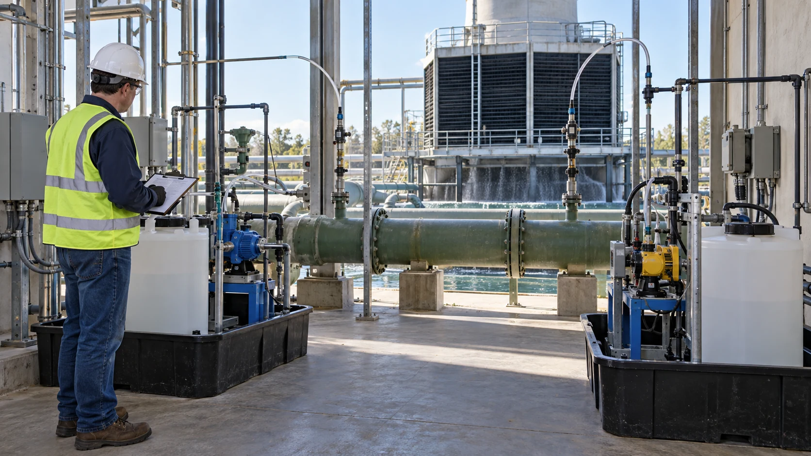 Oxidizing Biocide Compatibility with Cooling-Water Scale and Corrosion Inhibitors